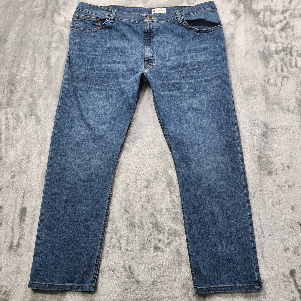 Wrangler Jeans Mens 42X30 Blue Slim Straight‎ Stretch Denim Regular Fit Casual